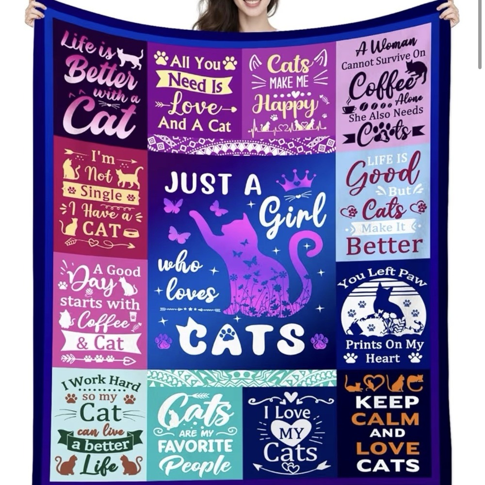 Cute Cat Blankets For Cat Lovers ,3D Prind Pet Kitten Blankets And Throws 50x40"